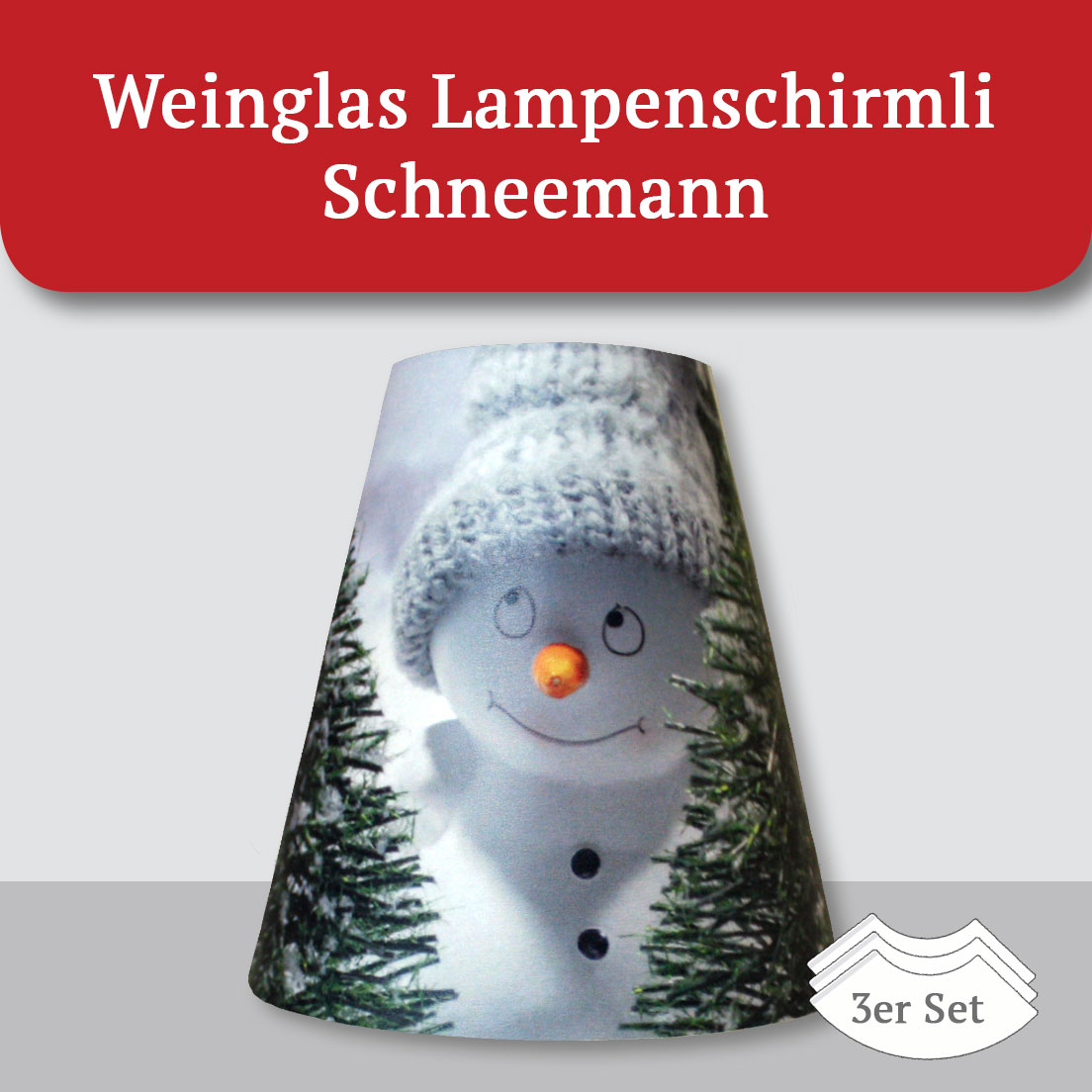 Weinglas Lampenschirmli Schneemann