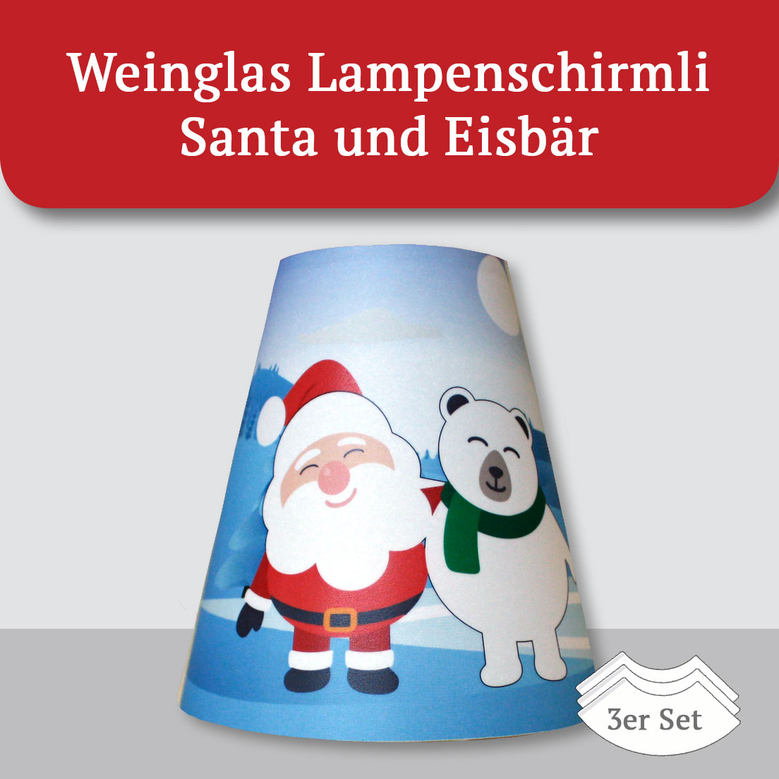 Weinglas Lampenschirmli Santa und Eisbär